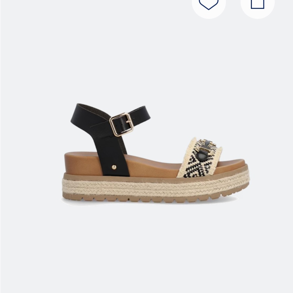 MIA Black and Cream Platform Sandals - Picture 2 of 7